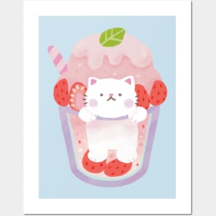 Strawberry Cat Posters and Art